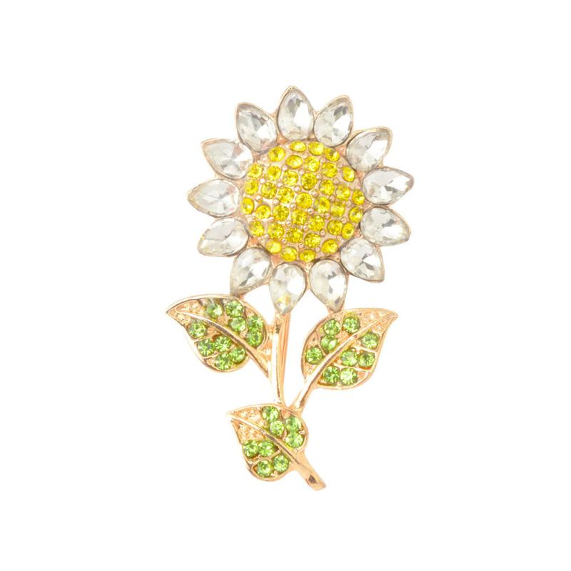 ブローチ レディース レトロ ファッション ひまわり 向日葵 花 ラインストーン 合金 アクセサリー スーツ ジャケット フォーマル セレモニー 結婚式 パーティー 卒業式 入学式 通勤 普段使い プレゼント 上品 エレガント かわいい