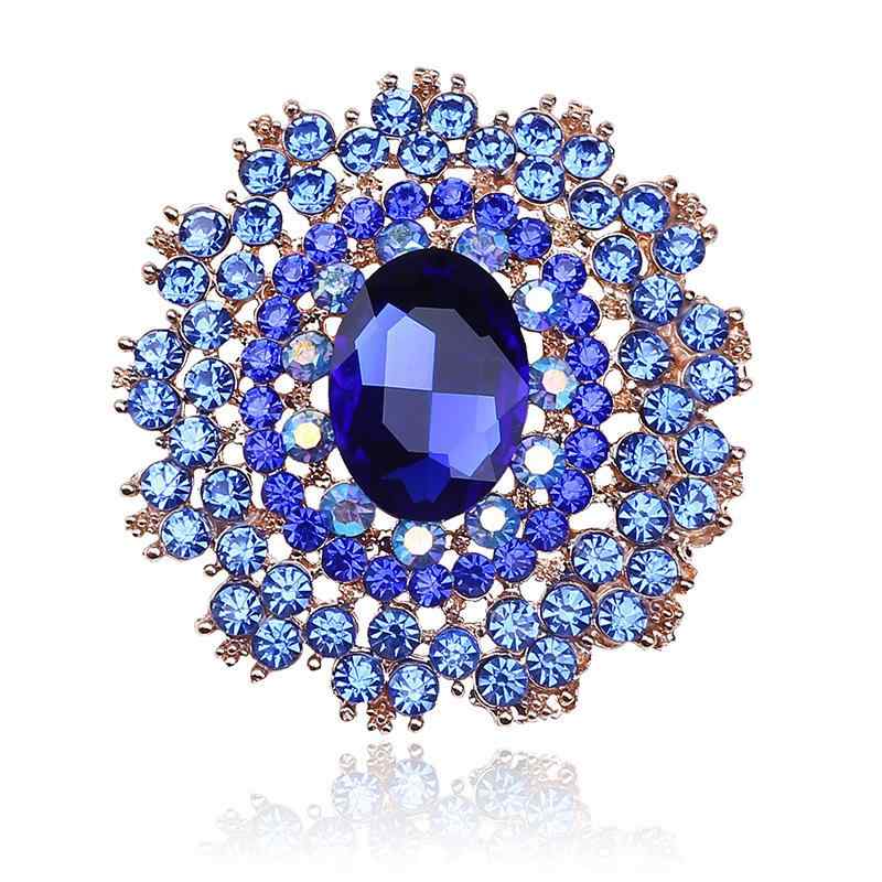 ブローチ レディース 女性用 ラインストーン ガラス クリスタル フラワーモチーフ 大ぶり カラフル レトロ エレガント 上品 存在感 華やか パーティー 結婚式 卒業式 入学式 セレモニー フォーマル アクセサリー