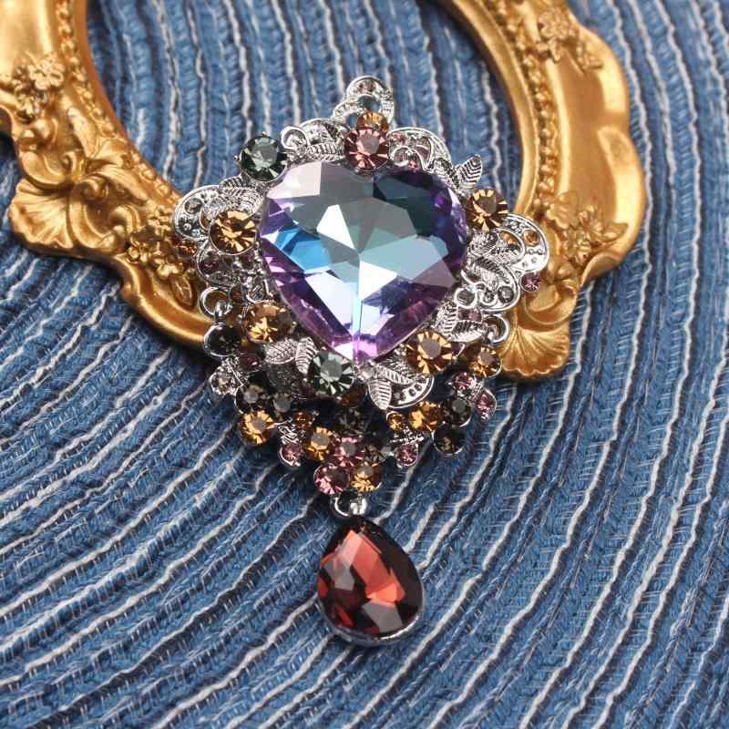 ブローチ 男女兼用 ユニセックス 欧米風 レトロ ヴィンテージ 高級感 クリスタル ストーン 水滴型 ドロ..