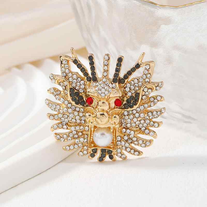 ブローチ メンズ レディース 男女兼用 ドラゴンヘッド 十二支 レトロ アンティーク ヴィンテージ 合金..