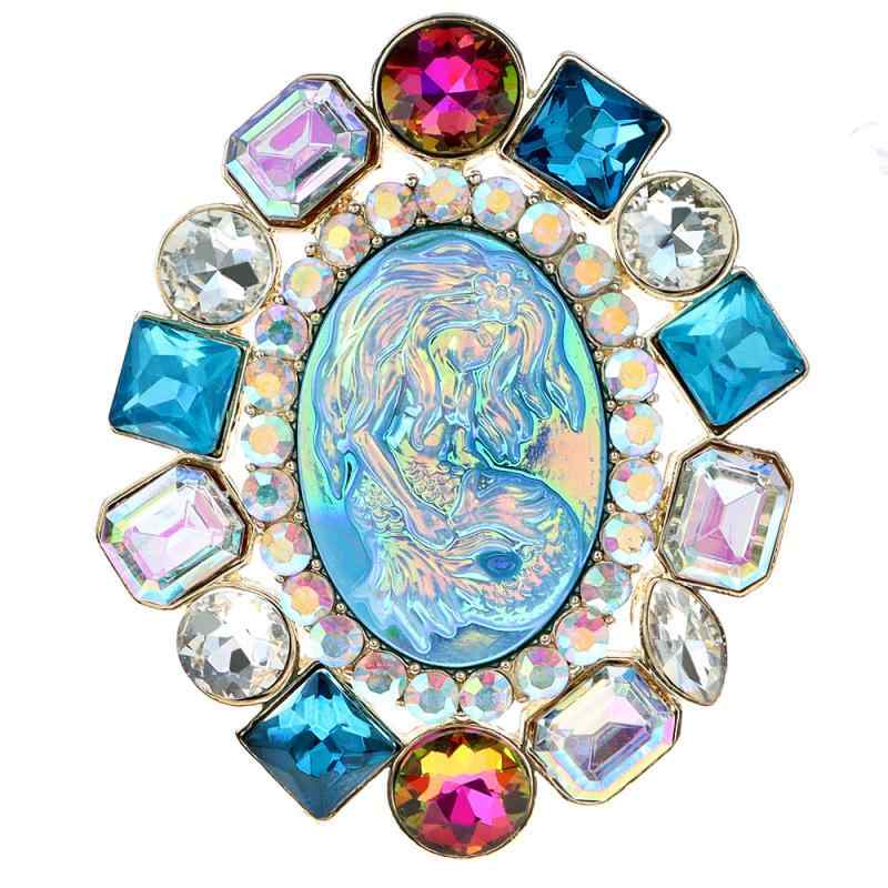 ブローチ 女性用 人魚 浮彫り メタル ラインストーン ファッション小物 華やか おしゃれ 欧米風 通勤 ..