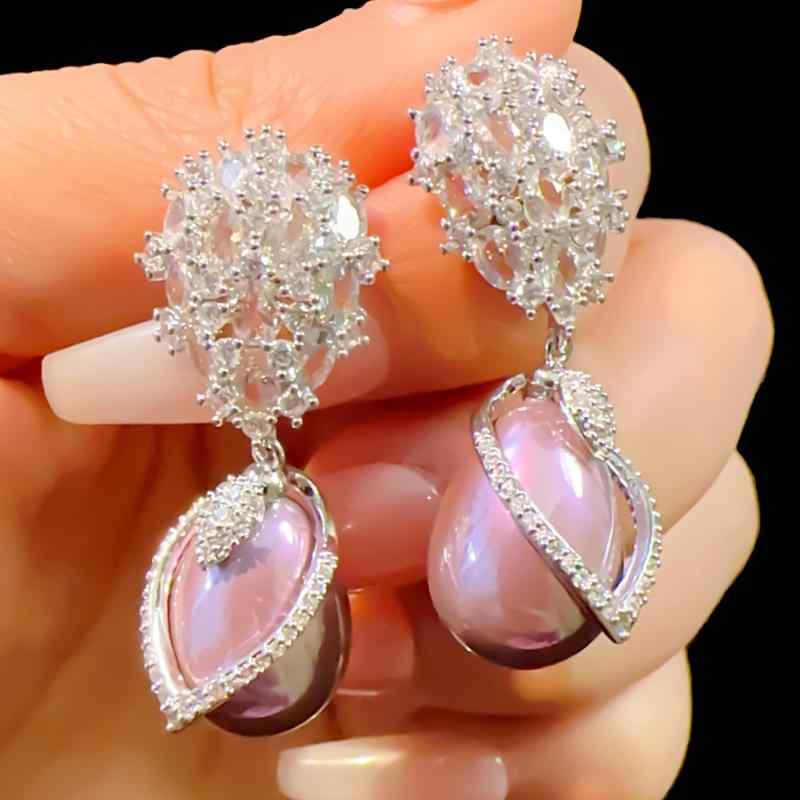 ピアス レディース S925銀 ジルコニア パール パール フレンチスタイル 宮廷風 レトロ ヴィンテージ エ..