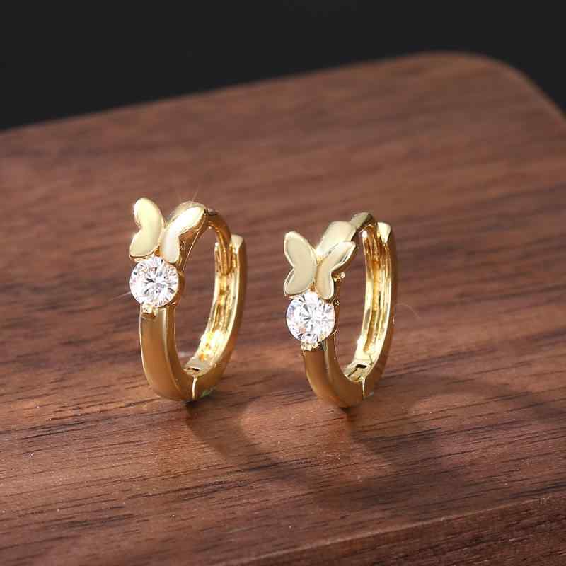 ピアス 女性用 ガールズ 韓国風 おしゃれ エレガント 小ぶり 銅製 ジルコニア 蝶々 ハート フラワーモチーフ スイート フェミニン デイリー 普段使い 万能 春夏