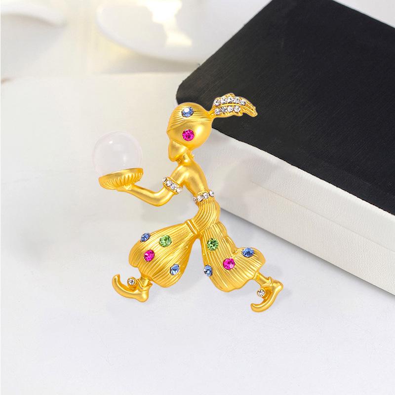 ブローチ 男女兼用 スルタン ターバン 神話モチーフ 個性的 ラインストーン クリスタル ヴィンテージ ..