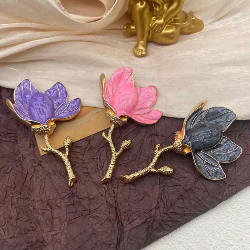 ブローチ 男女兼用 ユニセックス レトロ ヴィンテージ アンティーク チューリップ エナメル 七宝 宮殿..