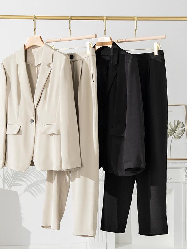 セットアップ レディース 女性用 テーラードジャケット シルク 絹 秋冬 長袖 通勤 オフィス オフィスカジュアル ビジネスシーン 上品 ..