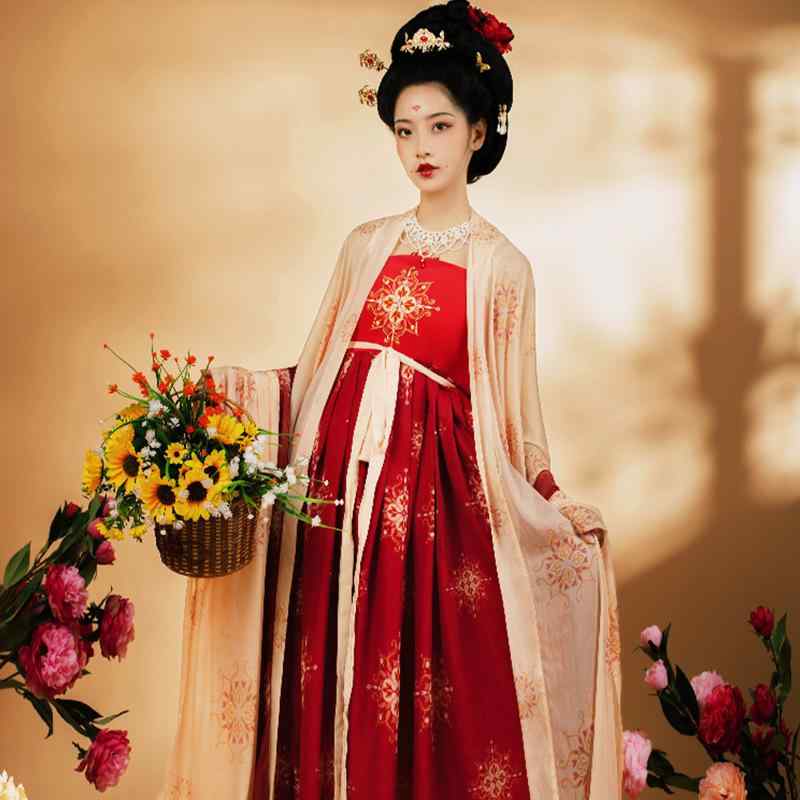 漢服 レディース 女性用 大人 唐制 中国風 斉胸 大袖 対襟 刺繍 訶子スカート シャツセットアップ 綿混紡 ピンク グリーン 春夏