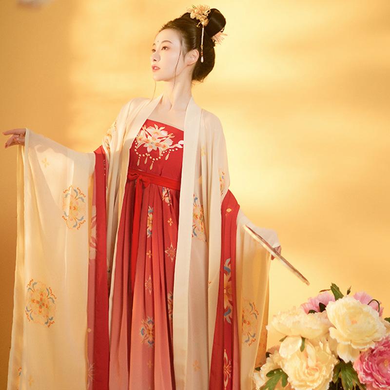 漢服 レディース 漢服スカート ロングスカート 大袖衫 羽織り セットアップ 中国風 唐装 民族衣装 刺繡 優雅 軽やか 舞台衣装 発表会 イベント コスプレ 綿 ポリエステル 春