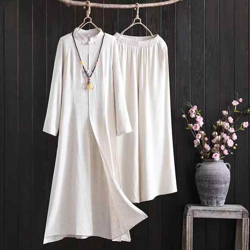 茶服 レディース セットアップ 禅意 民族風 レトロ モダンチャイナ風 綿麻 コットンリネン チャイナボ..