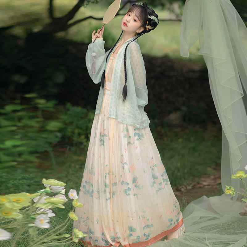 漢服 レディース 宋代様式 ロング羽織 ウエスト丈プリーツスカート 一枚仕立てフレアスカート セットアップ デイリーユース 普段着 春夏 秋冬 ポリエステル素材 シワになりにくい