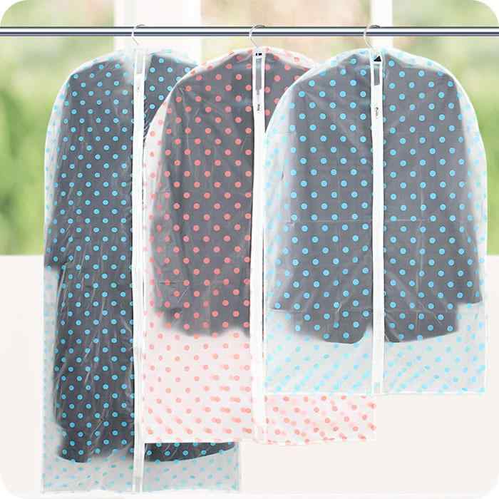 洋服カバー PEVA 半透明 防塵 防湿 洗える 無臭 スーツ コート クローゼット収納 衣替え シンプル モダン ピンク ブルー ホワイト(x2)