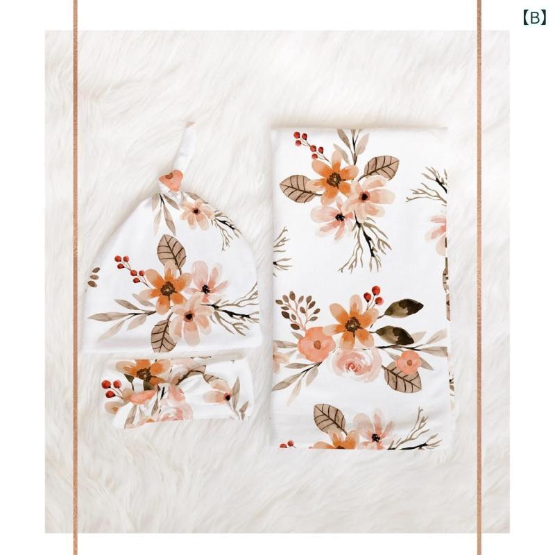 おくるみ 新生児 ベビー 赤ちゃん スワドル 春夏秋 花柄 伸縮性 ポリエステル 安眠 寝かしつけ 寝冷え対策 出産祝い ギフト 3点セット 帽子 キャップ ヘアバンド 3