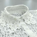 付け襟 フェイクカラー レディース 韓国風 水溶性ケミカルレース パール 花モチーフ 高級感 シャツスタイル 着回し抜群 カジュアル フォーマル ポリエステル ...