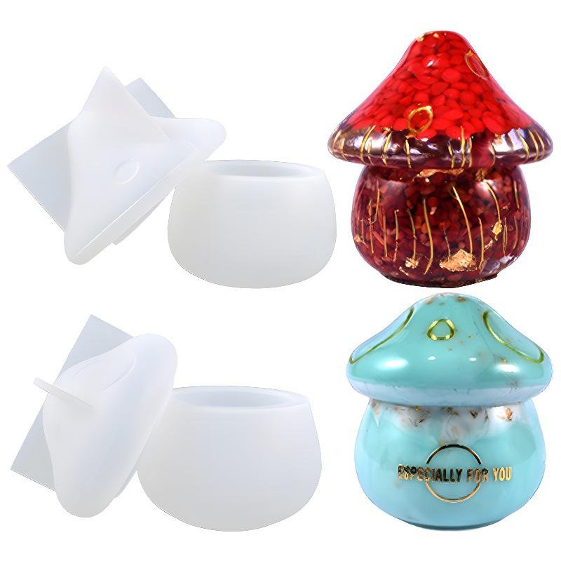 シリコンモールド 立体きのこ型収納ボックス レジン型 エポキシ樹脂 アクセサリー小物入れ ハンドメイ..