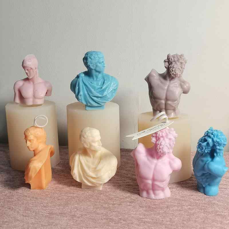 シリコンモールド ブルータス ラオコーン 石膏像 アロマキャンドルモールド 手作り型 DIY ハンドメイド クラフト ユニーク形状 彫刻風 繰り返し使える インテリア 雑貨 置物(x2)