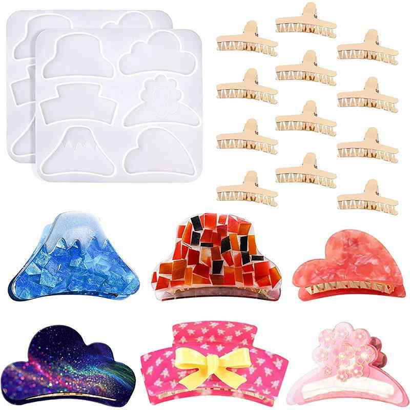 シリコンモールド レジン エポキシ樹脂 変形リボン 蝶結び ヘアクリップ パーツ クリップセット ハンド..