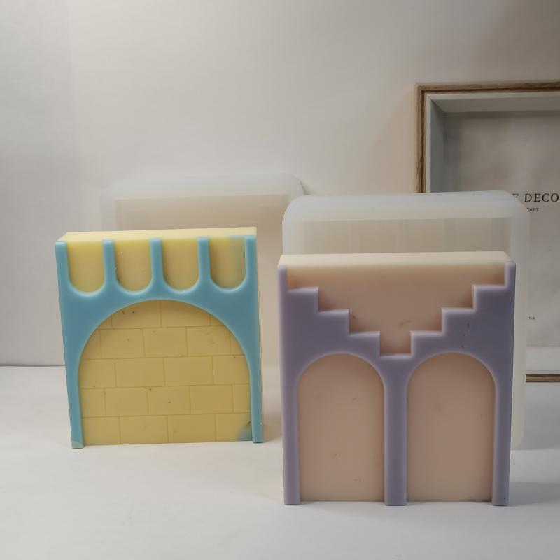 DIYモールド シリコン製 玄関ドア レンガ壁 門扉 窓枠 デザイン型 石膏 アロマキャンドル レジンクラフ..