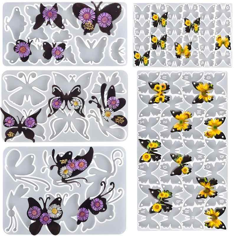 シリコンモールド 蝶 バタフライ レジン型 エポキシ樹脂 レジン液 ネックレス キーホルダー チャーム ..