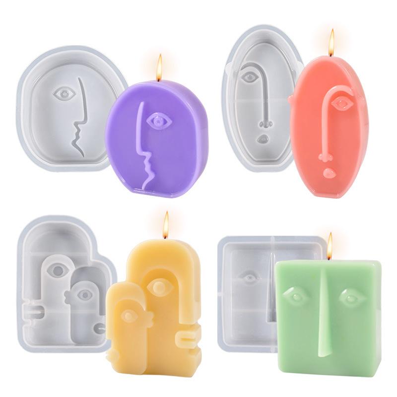 シリコンモールド 不規則 変形 ロング 3D アート 芸術 抽象人顔 アロマキャンドル アロマワックス エポ..