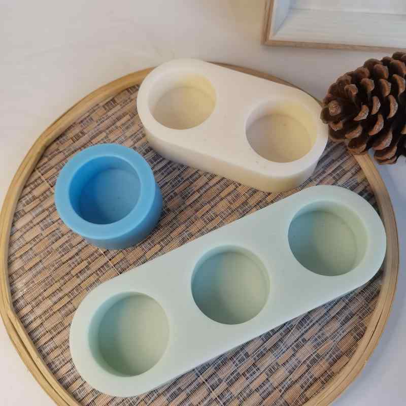 シリコンモールド 燭台 キャンドルホルダー ローソク立て 1穴 2穴 3連穴 薄型 鏡面仕上げ 不規則形 アロマストーン 石膏 レジンクラフト DIY ハンドメイド シンプルモダン インテリア(x2)