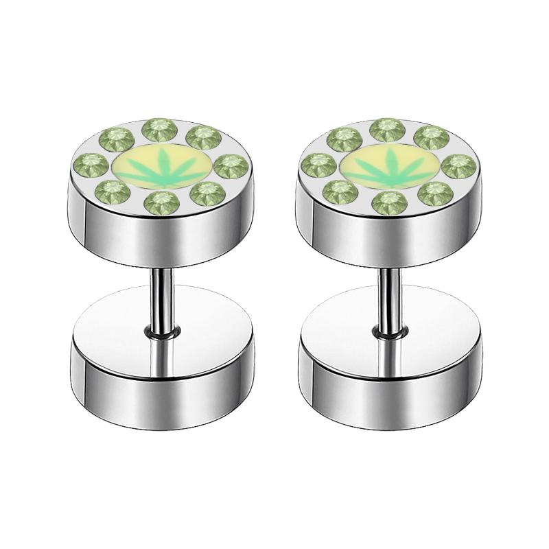 ピアス 軟骨ピアス ステンレス スクリュー リーフ ジルコニア ダンベル型 ヘキサゴン 幾何学モチーフ シンプル 電気メッキ加工 スチールカラー オフィス カジュアル ユニセックス(x2)