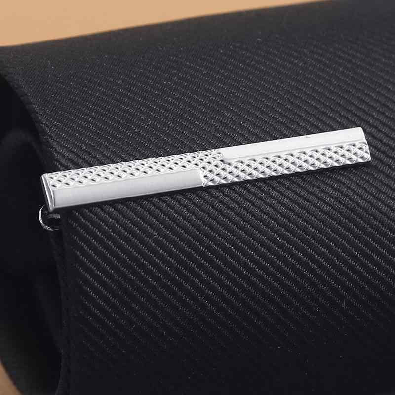 ネクタイピン メンズ 男性用 シルバー 鉄製 シンプル ショート 5cm 電気メッキ加工 平面型 ビジネス フ..