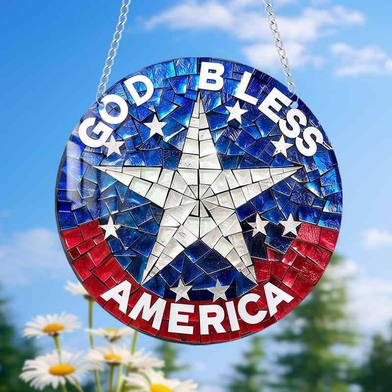 窓飾り ガーデンオーナメント 祈りのメッセージ 希望の言葉 アクリル製プレート カラフル 星形デザイン 個性的 おしゃれ 吊り下げ イン..