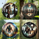 吊り下げオーナメント エイリアン ゴリラ UFO 個性的 ユニーク カラフル アクリル製 ラウンド チェーン 窓 玄関 車内用(x2)