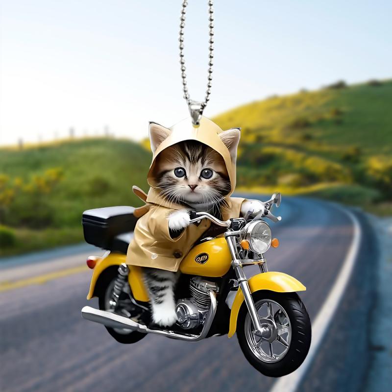 キーホルダー 猫 バイク キャラクター アクリル 動物 ヒップホップ クール 個性的 ユニーク おしゃれ ..