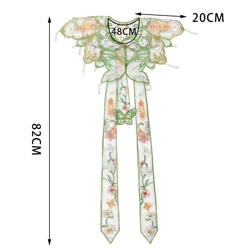 ショール レディース 雲肩 新中式 古風 漢服 旗袍 馬面スカート 刺繡 花柄 ビーズ 付け襟 フォーマル ポリエステル 春夏 グリーン ブルー ...