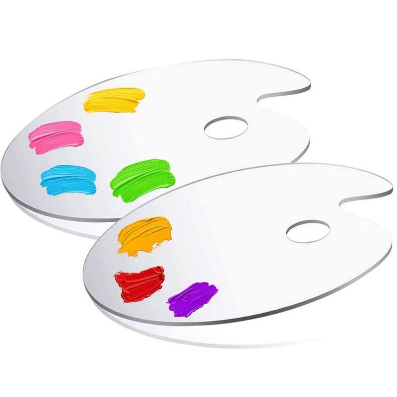 パレット アクリル製 透明 楕円形 美術学生用 プロ用 初心者用 絵画 油絵 絵具 メイク コスメ ファンデ..