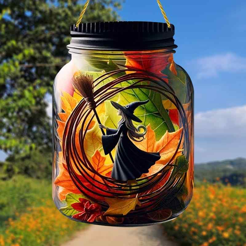 オーナメント 魔女 ほうき アクリル製 回転リーフ ガラス瓶 吊り下げ式 装飾品 個性派 レトロ ファンタジー カーアクセサリー インテリア(x2)