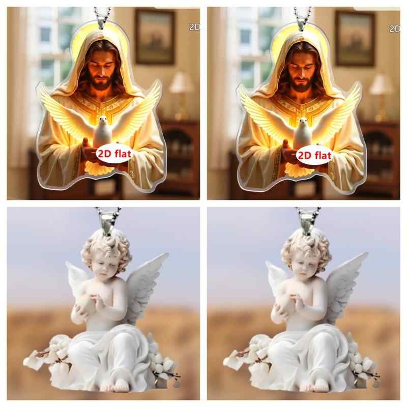 キーホルダー 男の子 天使 羽付き 2D アクリル キーリング チャーム アクセサリー 車内 ルームミラー飾り バッグチャーム 鞄 おしゃれ かわいい ファッシ...