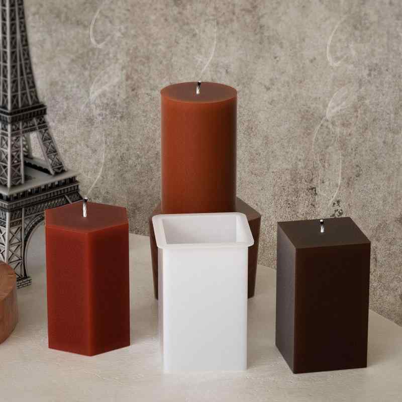 シリコンモールド DIY 手作り クラフト レジン アロマキャンドル 石膏オブジェ 幾何学 モダン シンプル 円柱 四角 六角形 レザー模様 繰り返し使える インテリア 雑貨(x2)