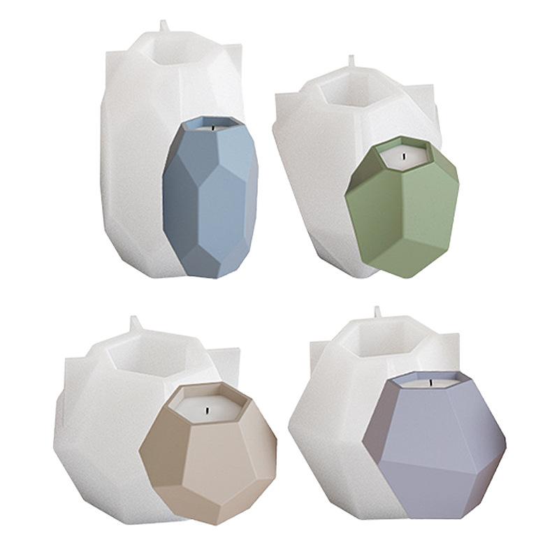シリコンモールド 六角形 多面体 キャンドルホルダー ペン立て 植木鉢 プランター 収納 オブジェ レジン 石膏 セメント DIY ハンドメイド モダン インテリア クラフト型(x2)