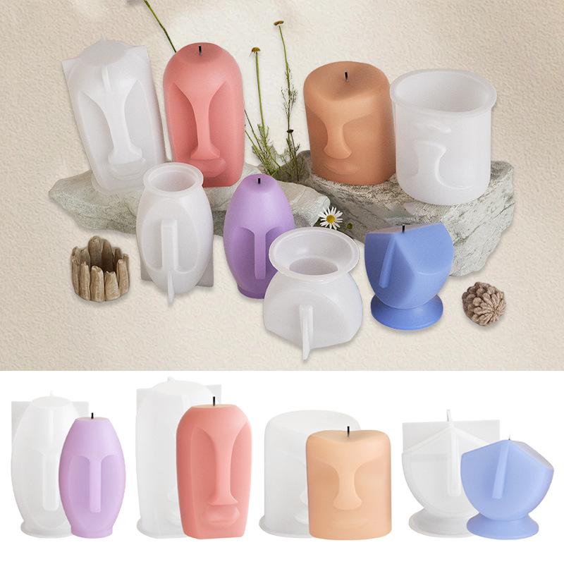 シリコンモールド 立体 抽象 フェイス キャンドル アロマストーン レジン 樹脂 エポキシ 3D アート オブジェ DIY 手作り クラフト ハンドメイド モダン シンプル(x2)