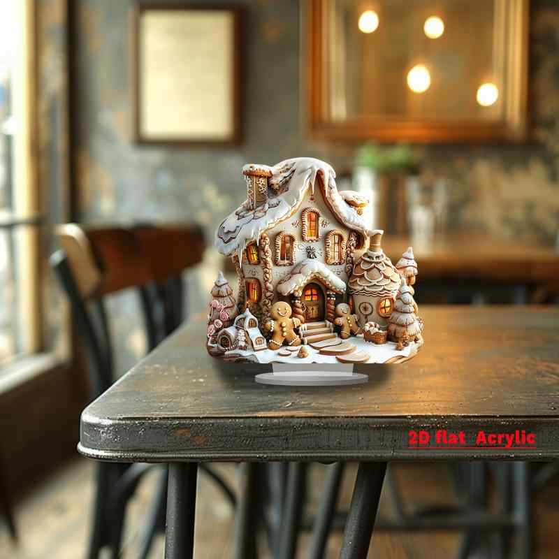 オーナメント メンズ 精巧な 雪の結晶 ジンジャーブレッドハウス アクリル 防水 耐摩耗性 デスク カウンター ミニチュア置物 クリスマス 冬(x2)