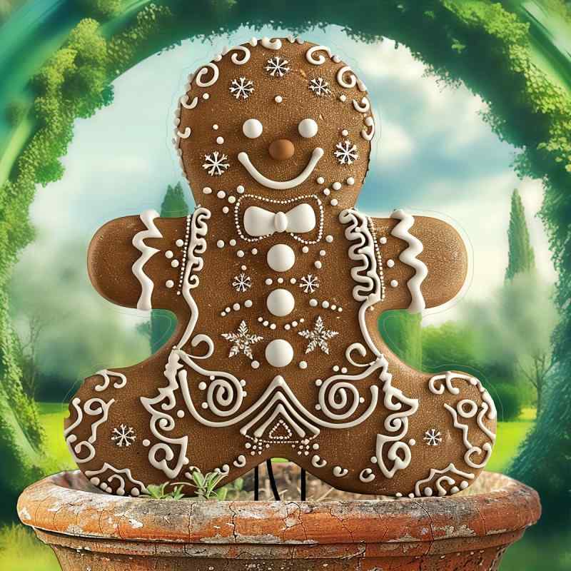 ガーデンピック メンズ 男性用 かわいい ジンジャーブレッドマン モチーフ アクリル製 防水性 耐摩耗性 丈夫 屋外 庭園 ガーデニング 地面差し込み式 オーナ...