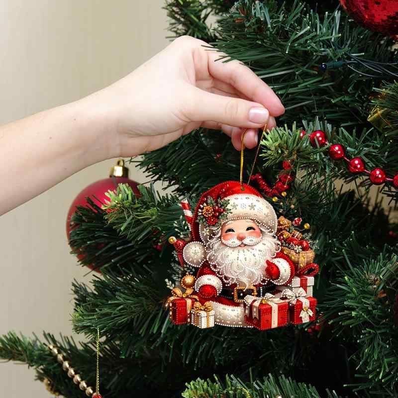 チャーム クリスマス かわいい 長いひげ サンタクロース アクリル 車用 バッグ用 キーホルダー キーリ..