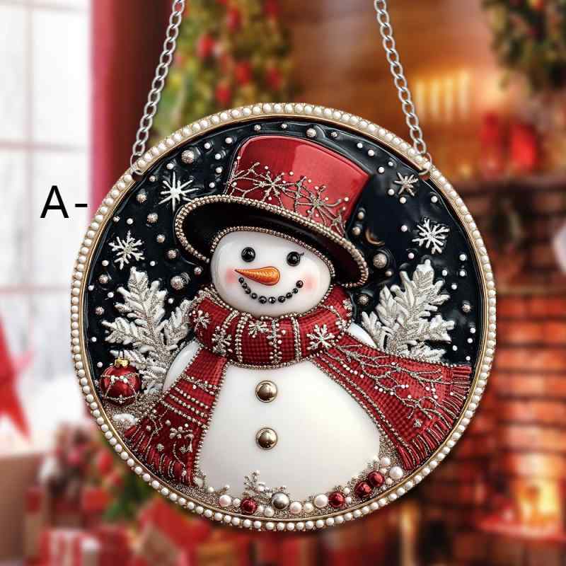 オーナメント クリスマス スノーマン 雪の結晶 ジルコニア アクリル クリア 吊り下げ 玄関 ドア ウォールデコレーション ギフト(x2)