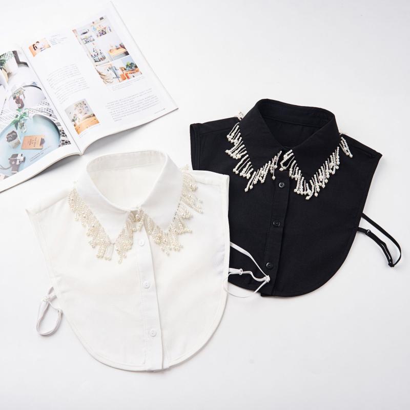 付け襟 レディース フェイクカラー パール フリンジ タッセル 保温 あたたか 多機能 着回し ポリエステル 秋冬 白 黒 ファッション 高級感 エレガント 首...