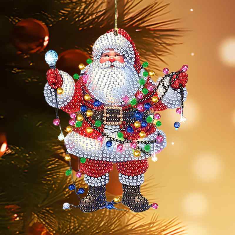 キーホルダー バッグチャーム サンタクロース ジルコニア アクリル かわいい キャラクター 車用 鞄 吊り下げ飾り クリスマス ギフト 冬 おしゃれ 男女兼用(x2)