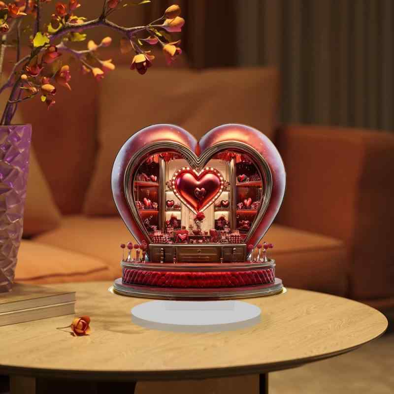 オブジェ バレンタインデー ハート型 レッドカラー アクリル製 置物 ロマンチック 室内装飾 インテリア飾り 記念日 誕生日 プレゼント ギフト アメリカンカントリー風(x2)(4)