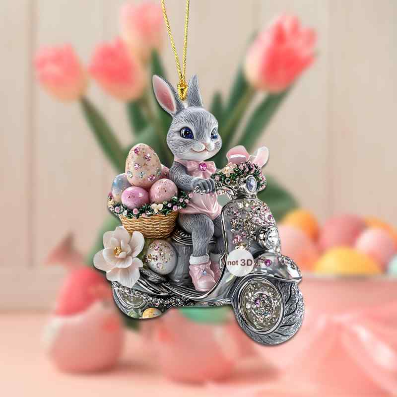 キーホルダー 復活祭うさぎ 電動バイク イースターエッグ アクリル製 バッグチャーム 車用 バックミラ..