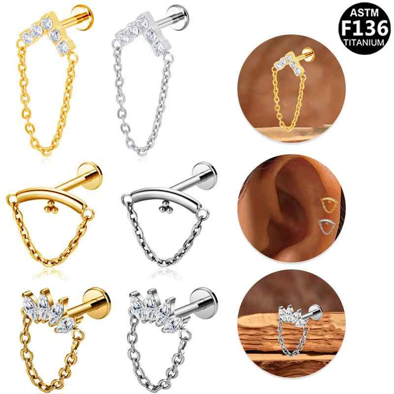 ボディピアス 男女兼用 チタン合金 アレルギー対応 インターナルラブレット チェーン リップ 軟骨 ヘリックス トラガス ハート リボン スター 幾何学モチーフ 電気メッキ加工 ファッション カジュアル ゴールド シルバー 秋冬(x2)