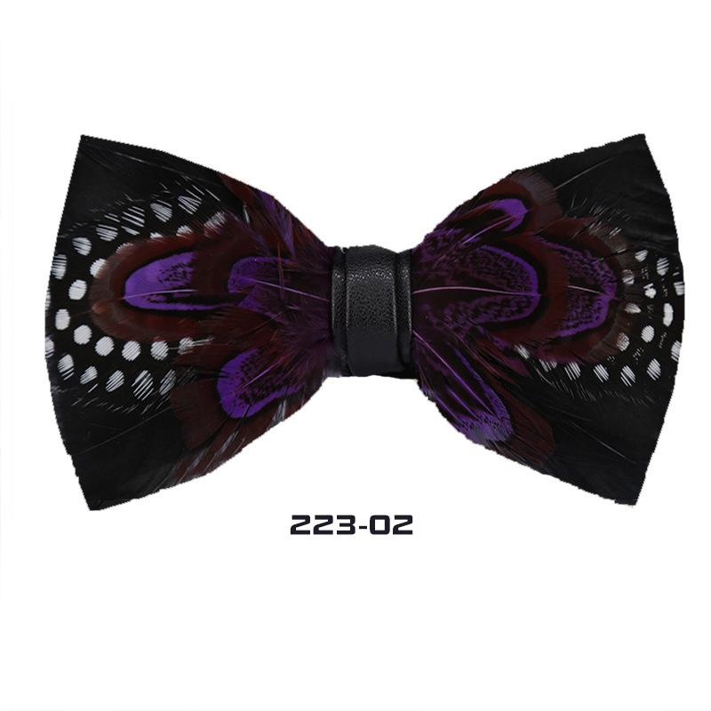 蝶ネクタイ ボウタイ 男性用 レッド フェザー 羽根 結婚式 ウェディング 新郎 グルーム パーティー 宴会 フォーマル レザー 幾何学模様 メンズアクセサリー(x2)