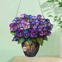 インテリア雑貨 スミレ バイオレット 花瓶モチーフ アクリル 窓 壁 吊り下げタイプ オーナメント レトロ かわいい おしゃれ ホームデコレーション 装飾プレー...