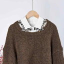 付け襟 レディース フェイクカラー 重ね着風 ビーズ飾り シャツ襟 花柄 レース刺繍 上品 エレガント ブラウス シフォン ポリエステル ホワイト ブラック(x...