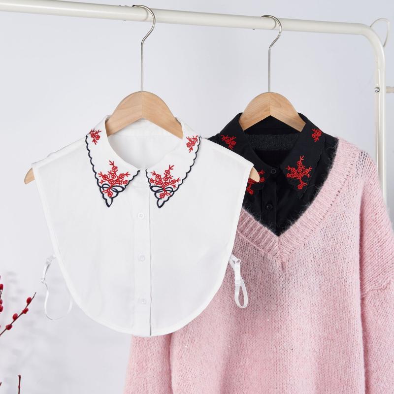 付け襟 レディース 繊細な刺繍 ポインテッドカラー レッド ホワイト ブラック 重ね着 インナー セーター ブラウス ポリエステル 上品 きれいめ カジュアル ...