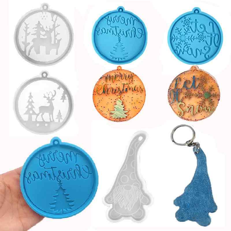 シリコンモールド クリスマス レジンクラフト用 雪の結晶 トナカイ サンタクロース 丸型 オーナメント ..